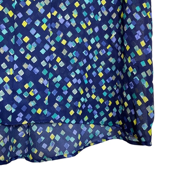 Tahari Arthur S Levine Abstract Geometric Print Blue Green Sleeveless Blouse M - Picture 8 of 16